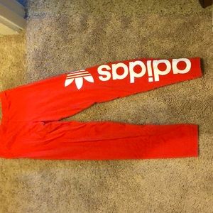 Orange/red adidas leggings